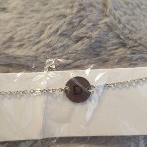 "D" initial silver bracelet new